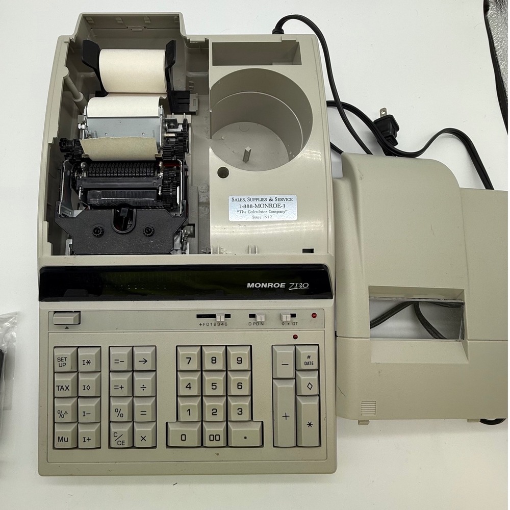 Monroe 7130 Printing Calculator Vtg Desktop Office Accountant VFD Display WORKS